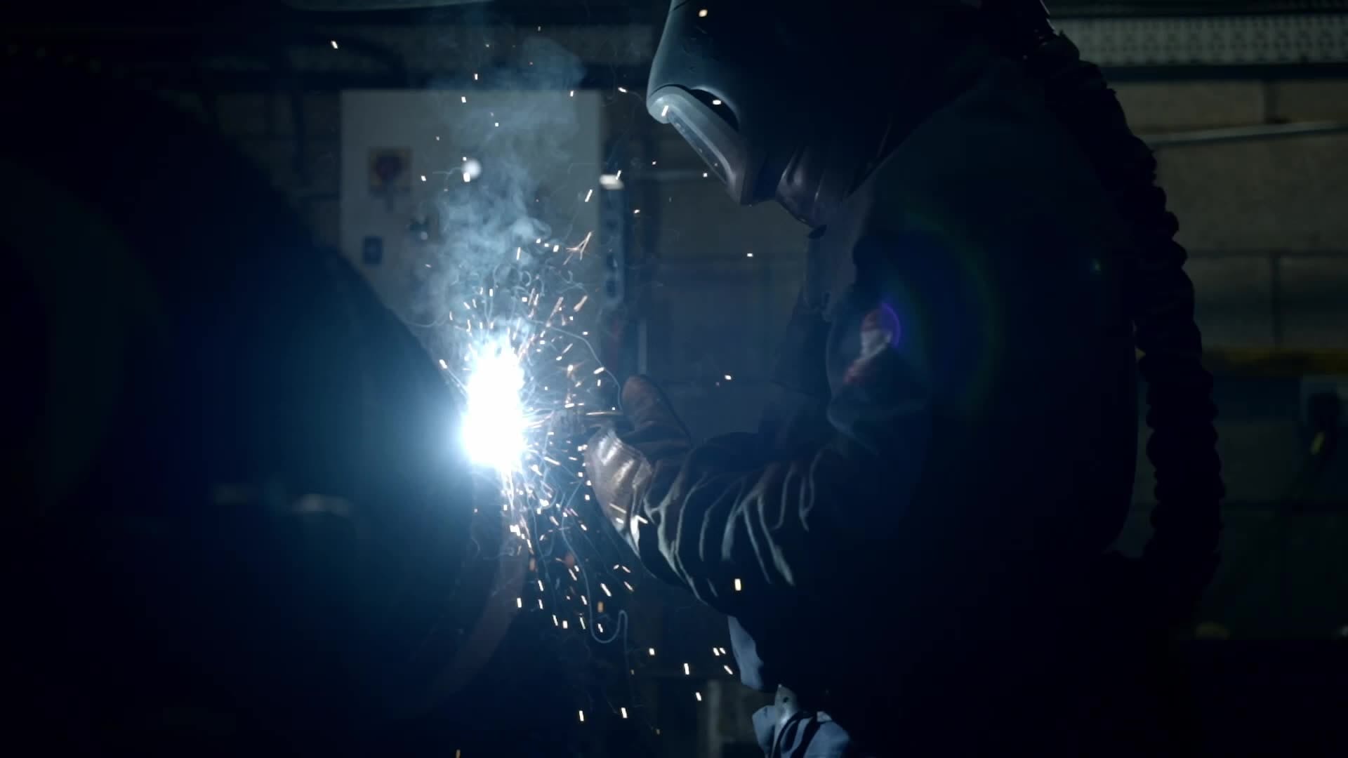 sparks welding blue