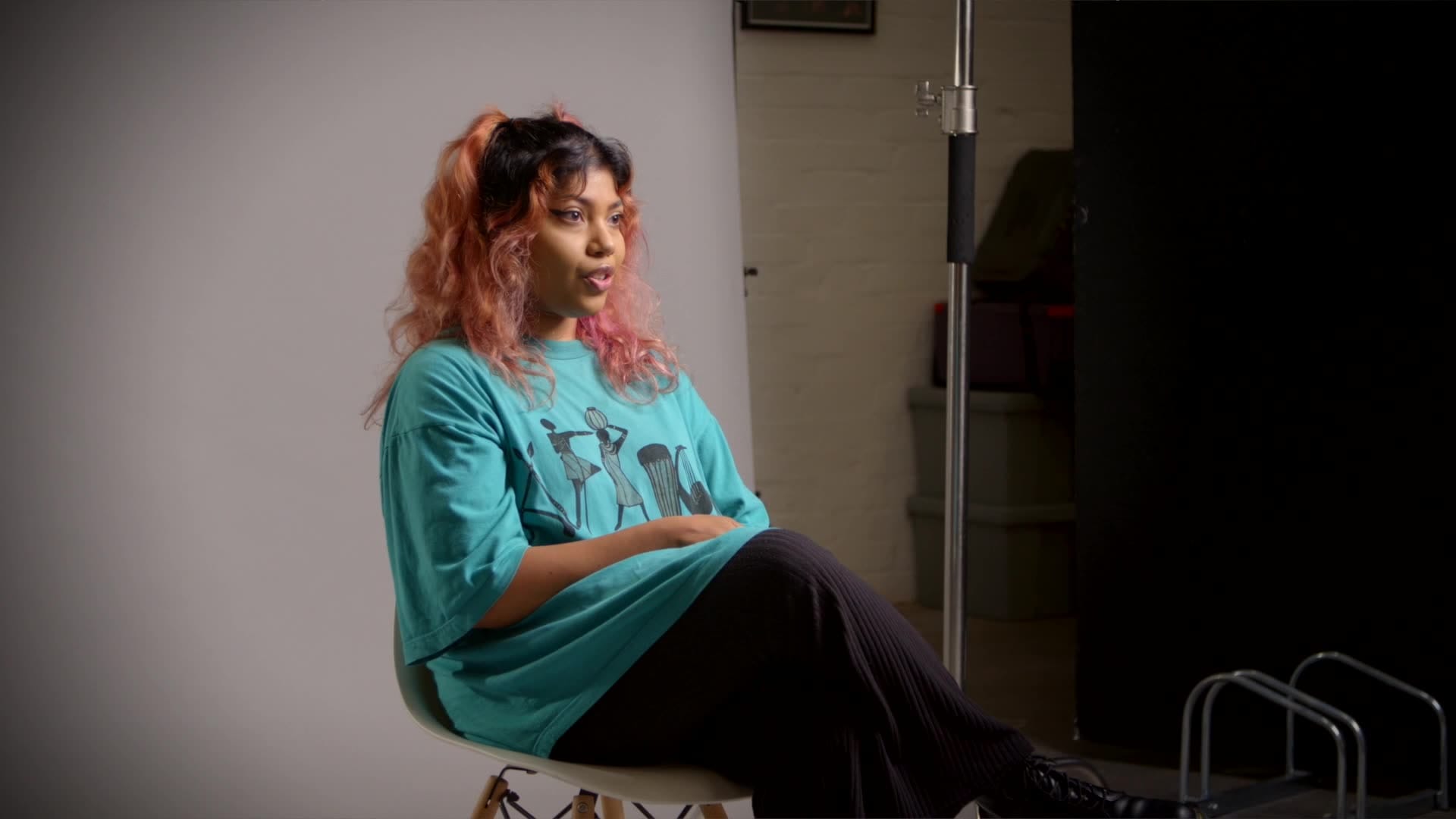 behind-the-scenes woman interview