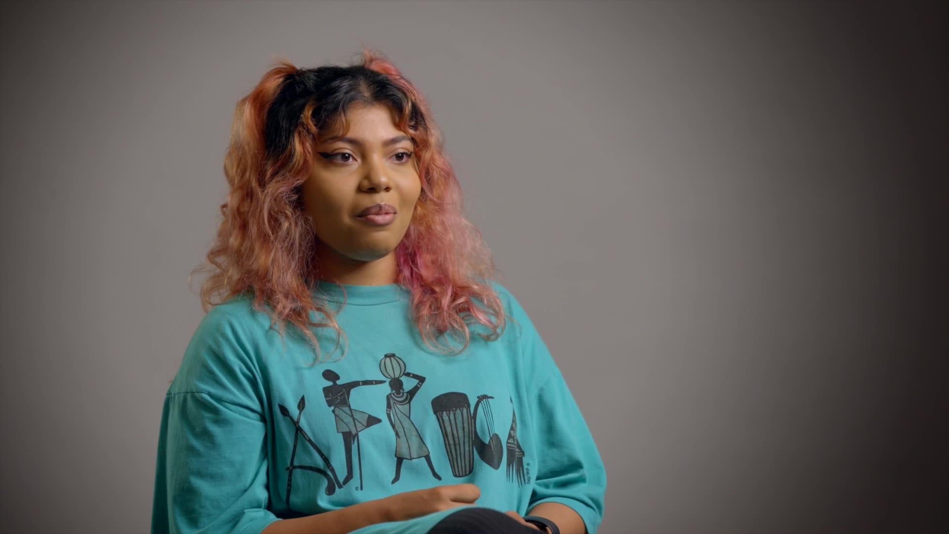 woman interview studio