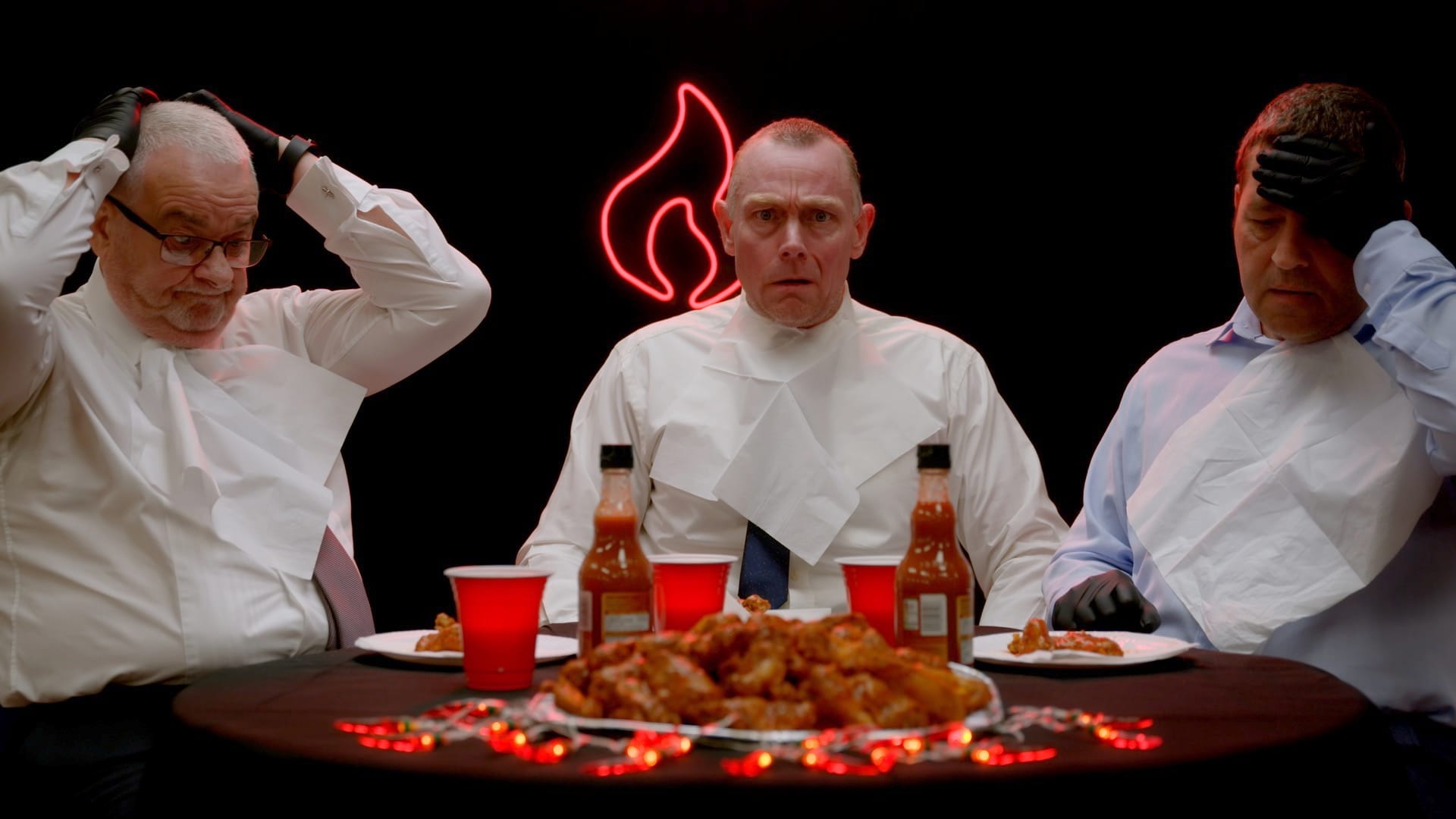 three men hot wing challenge