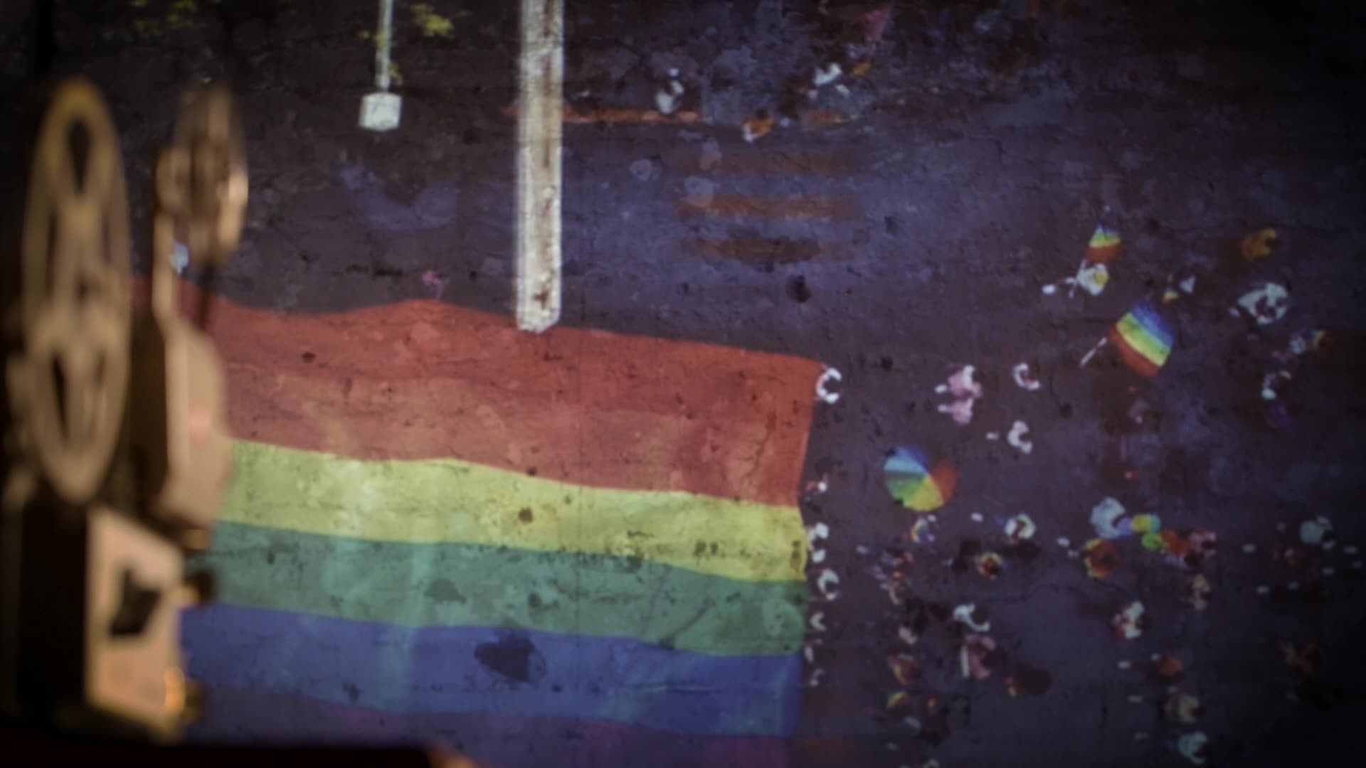 pride rainbow flag projection