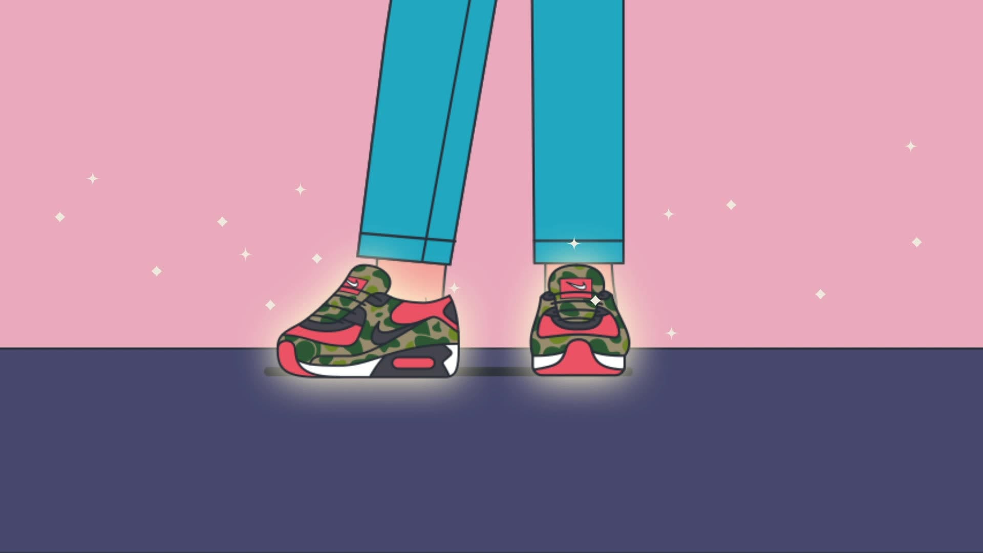 happy glitter animation nike trainers