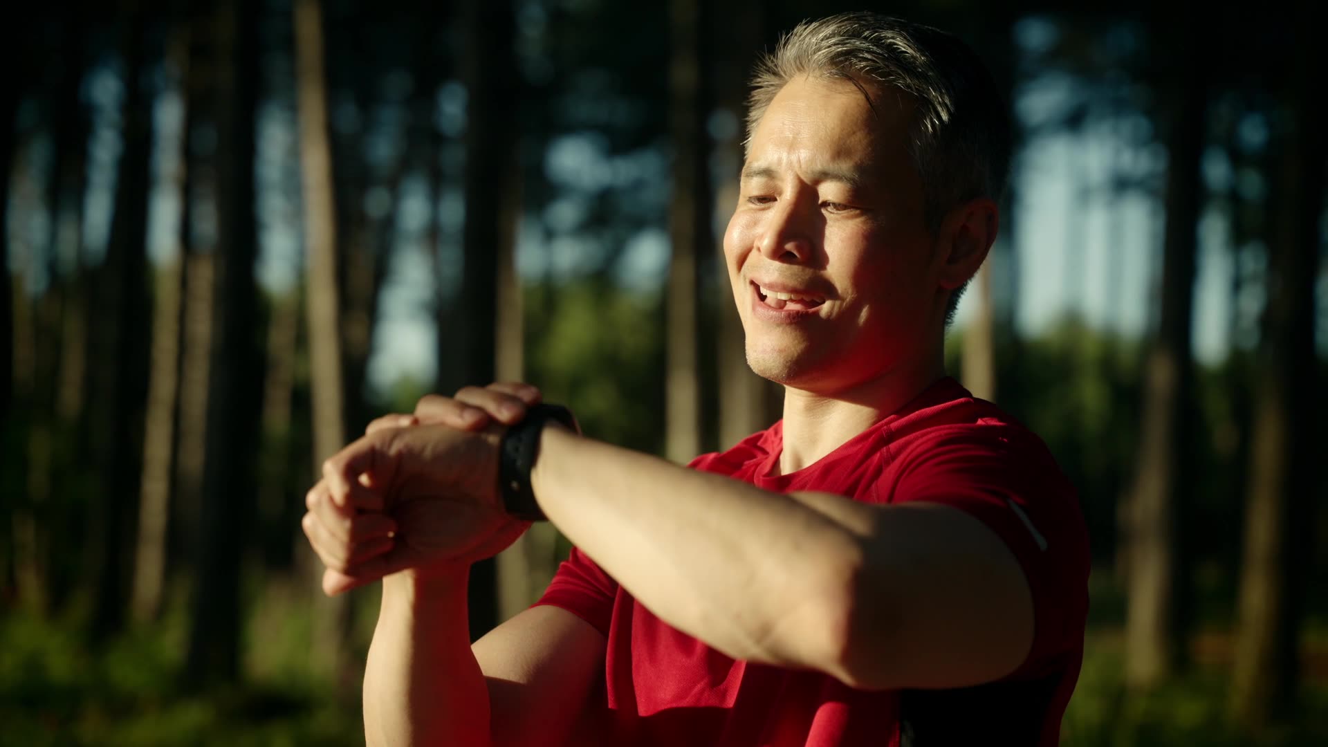 man watch exercise sunny outdoors