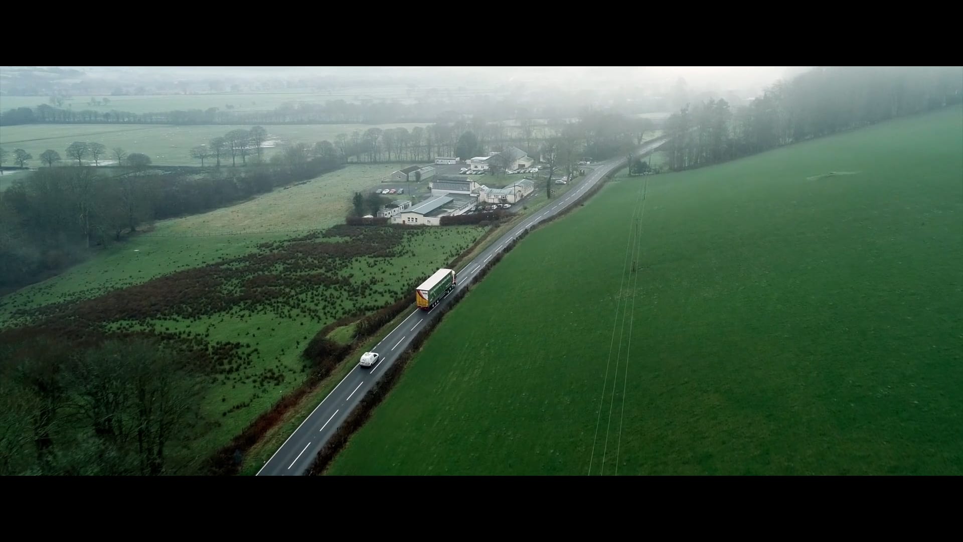 road drone shot landscape cinematic
